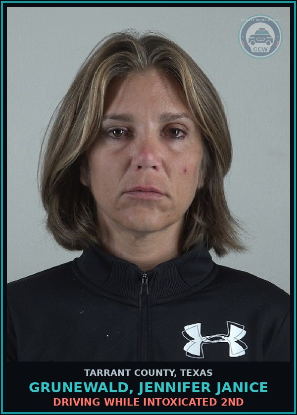 Booking mugshot of Grunewald, Jennifer Janice in Tarrant County