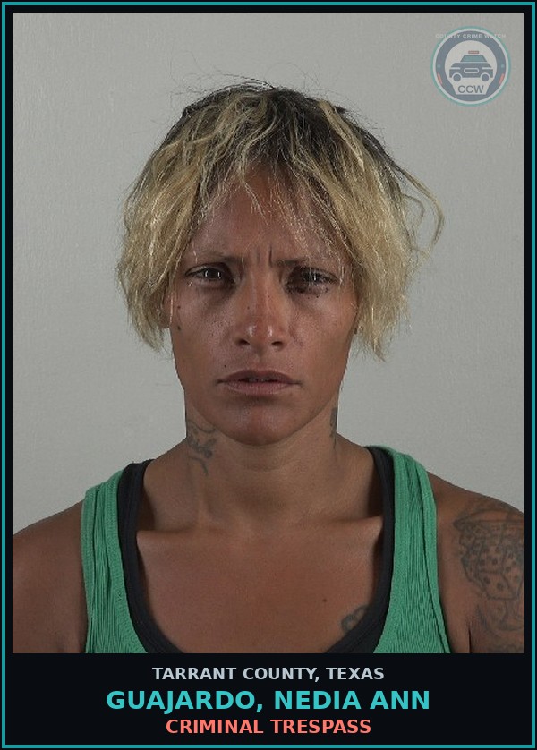 Booking mugshot of Guajardo, Nedia Ann in Tarrant County