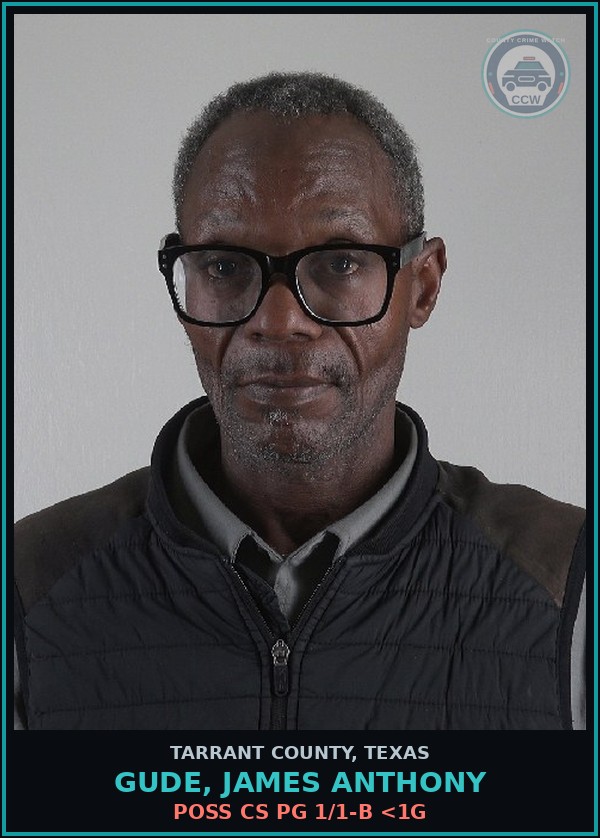 Booking mugshot of Gude, James Anthony in Tarrant County