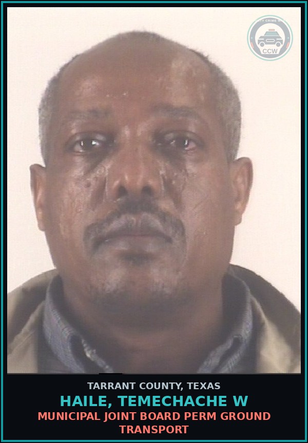 Booking mugshot of Haile, Temechache W in Tarrant County