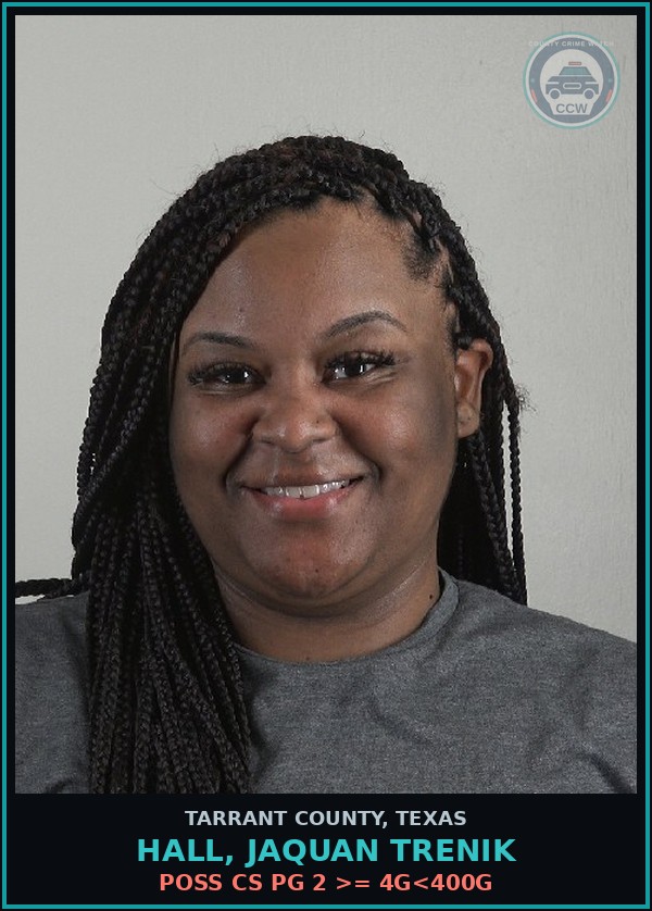 Booking mugshot of Hall, Jaquan Trenik in Tarrant County