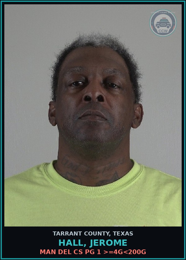 Booking mugshot of Hall, Jerome in Tarrant County
