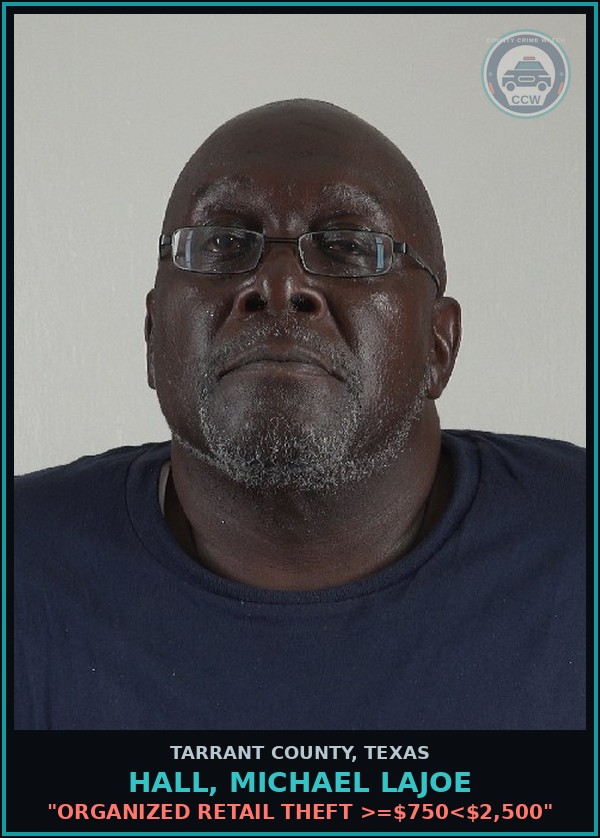 Booking mugshot of Hall, Michael Lajoe in Tarrant County