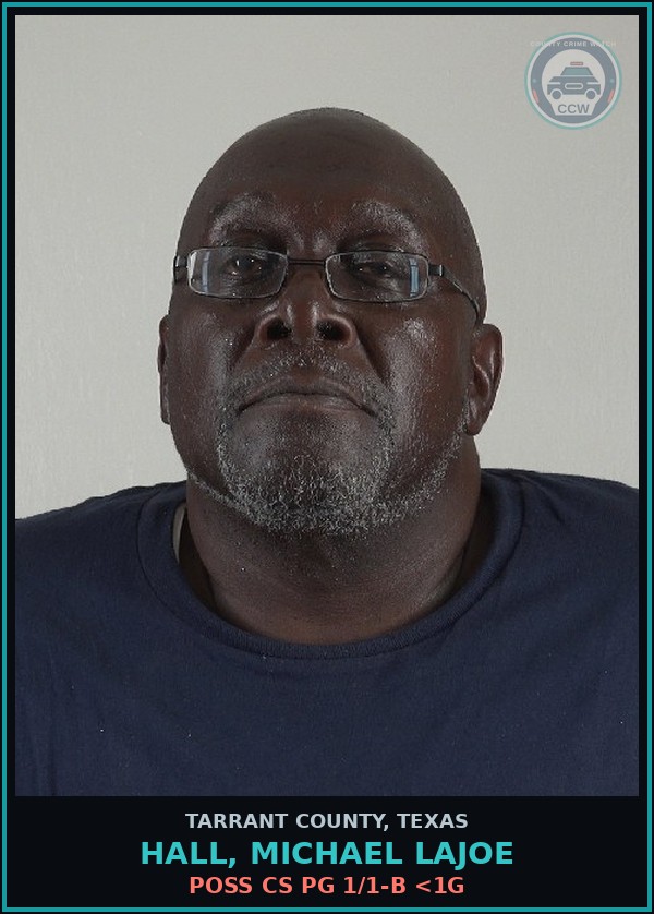Booking mugshot of Hall, Michael Lajoe in Tarrant County