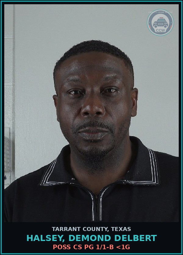 Booking mugshot of Halsey, Demond Delbert in Tarrant County