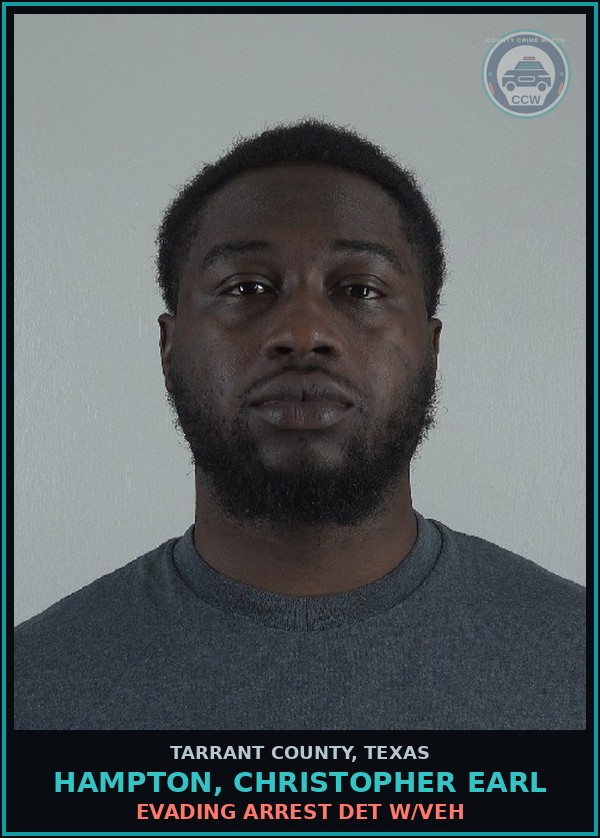 Booking mugshot of Hampton, Christopher Earl in Tarrant County
