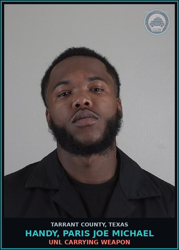 Booking mugshot of Handy, Paris Joe Michael in Tarrant County
