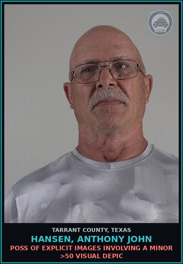 Booking mugshot of Hansen, Anthony John in Tarrant County