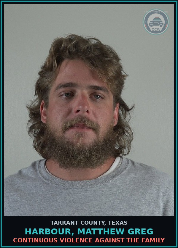 Booking mugshot of Harbour, Matthew Greg in Tarrant County