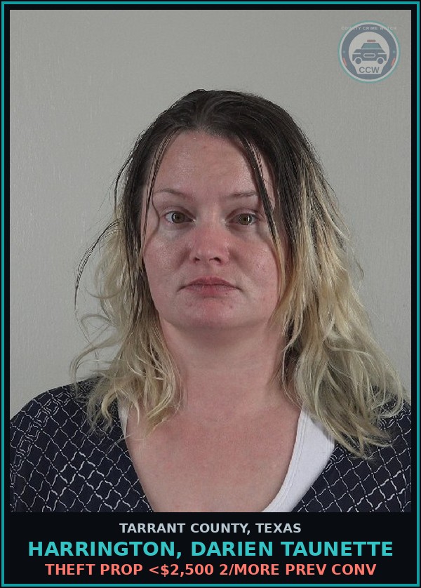 Booking mugshot of Harrington, Darien Taunette in Tarrant County