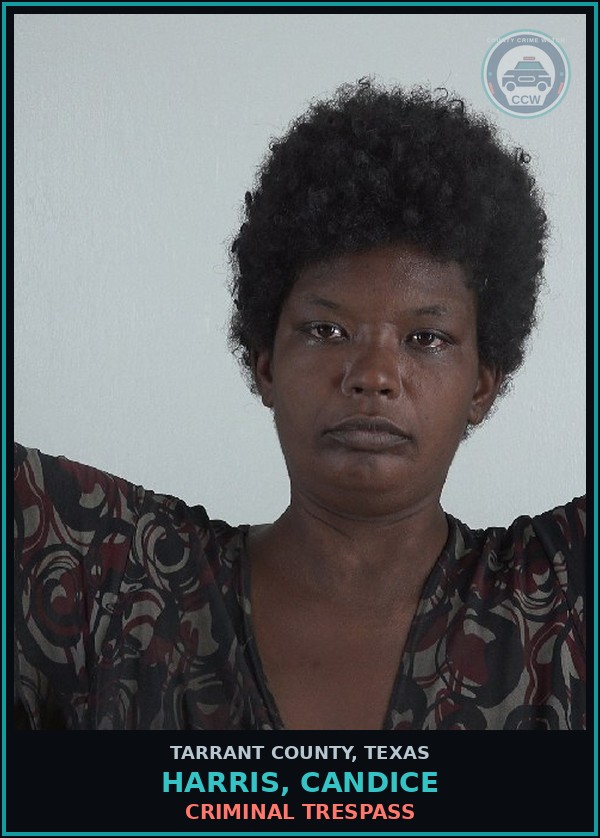 Booking mugshot of Harris, Candice in Tarrant County