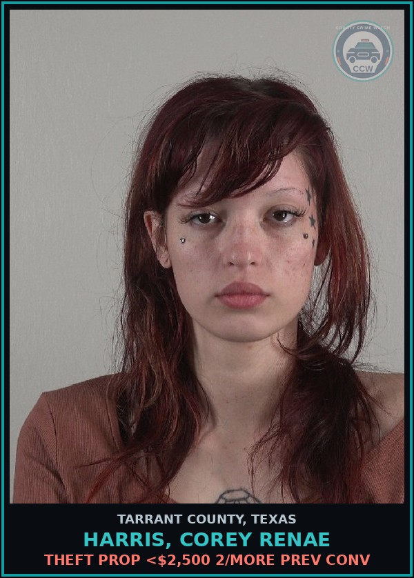 Booking mugshot of Harris, Corey Renae in Tarrant County