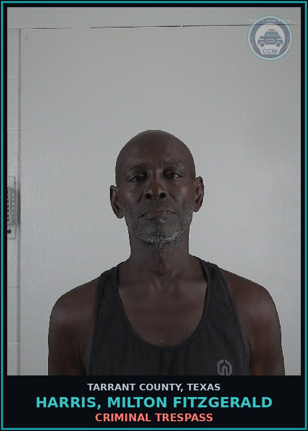 Booking mugshot of Harris, Milton Fitzgerald in Tarrant County