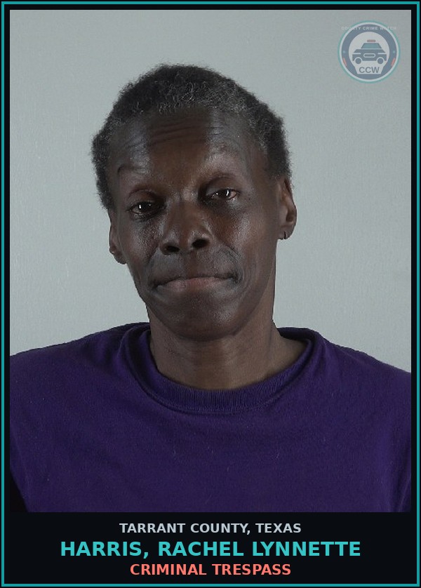 Booking mugshot of Harris, Rachel Lynnette in Tarrant County
