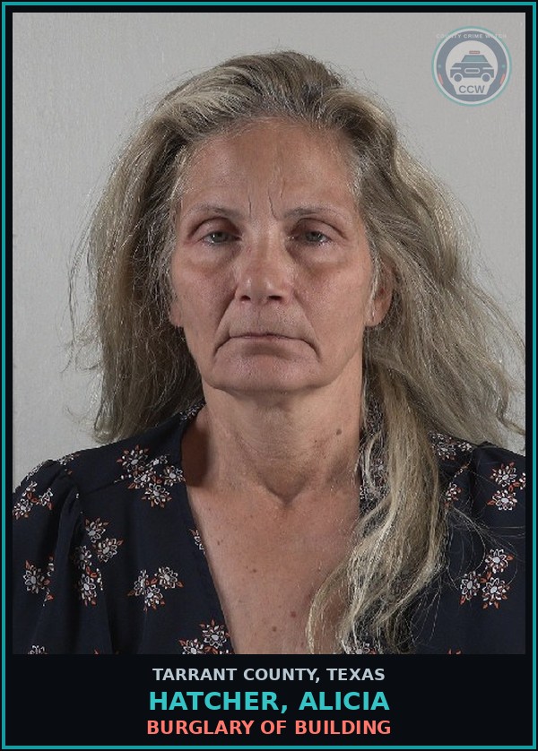 Booking mugshot of Hatcher, Alicia in Tarrant County