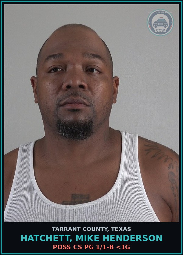 Booking mugshot of Hatchett, Mike Henderson in Tarrant County