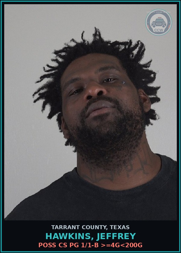 Booking mugshot of Hawkins, Jeffrey in Tarrant County