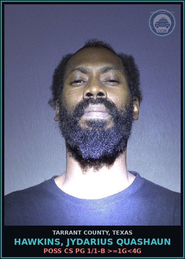 Booking mugshot of Hawkins, Jydarius Quashaun in Tarrant County