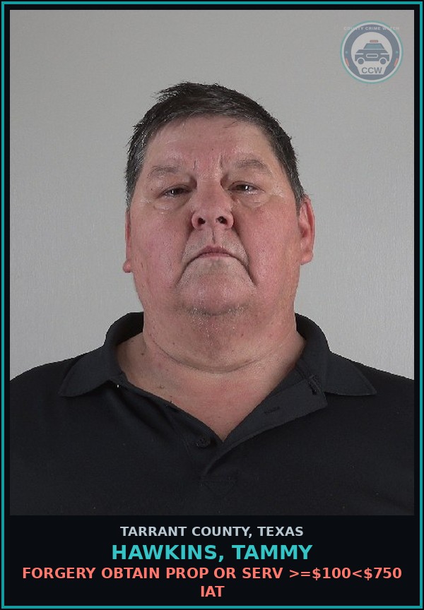 Booking mugshot of Hawkins, Tammy in Tarrant County