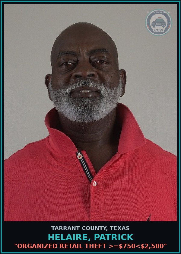 Booking mugshot of Helaire, Patrick in Tarrant County