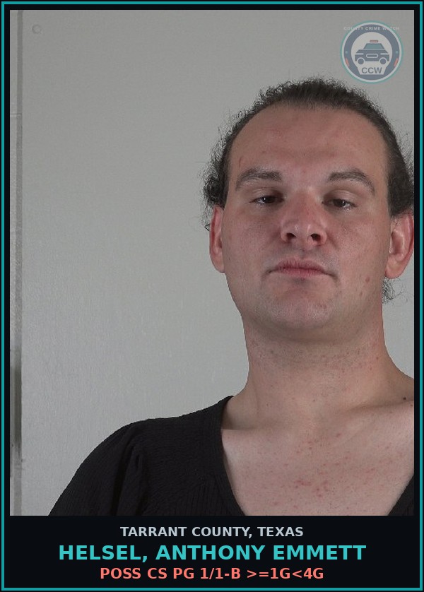 Booking mugshot of Helsel, Anthony Emmett in Tarrant County