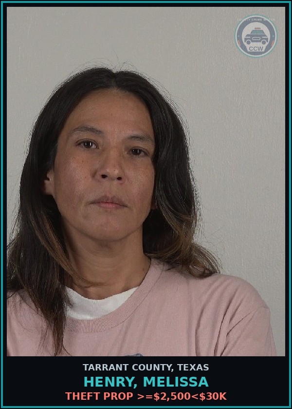 Booking mugshot of Henry, Melissa in Tarrant County