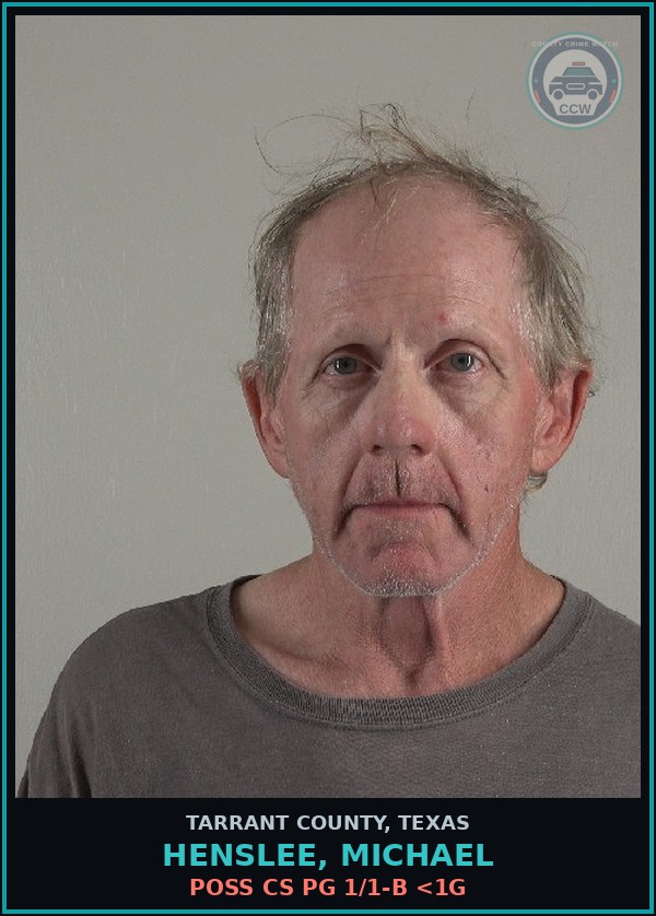 Booking mugshot of Henslee, Michael in Tarrant County