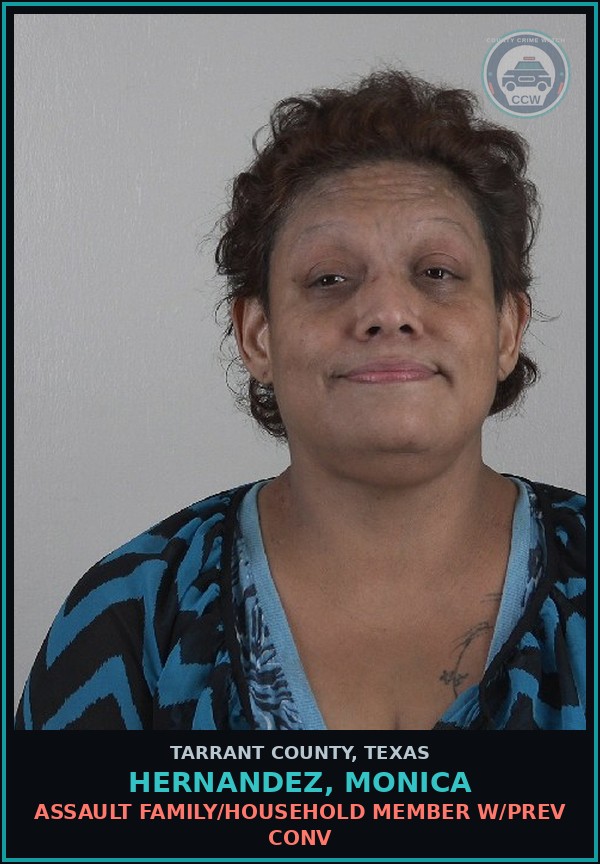 Booking mugshot of Hernandez, Monica in Tarrant County