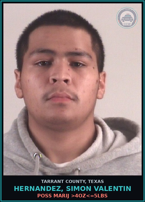 Booking mugshot of Hernandez, Simon Valentin in Tarrant County