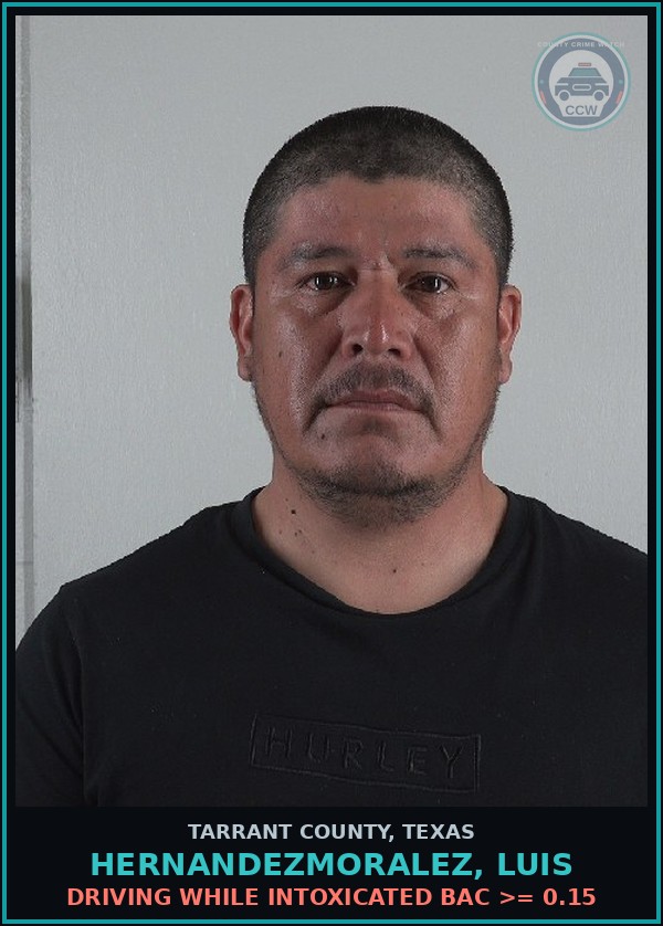Booking mugshot of Hernandezmoralez, Luis in Tarrant County