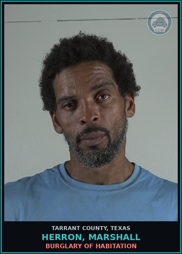 Booking mugshot of Herron, Marshall in Tarrant County