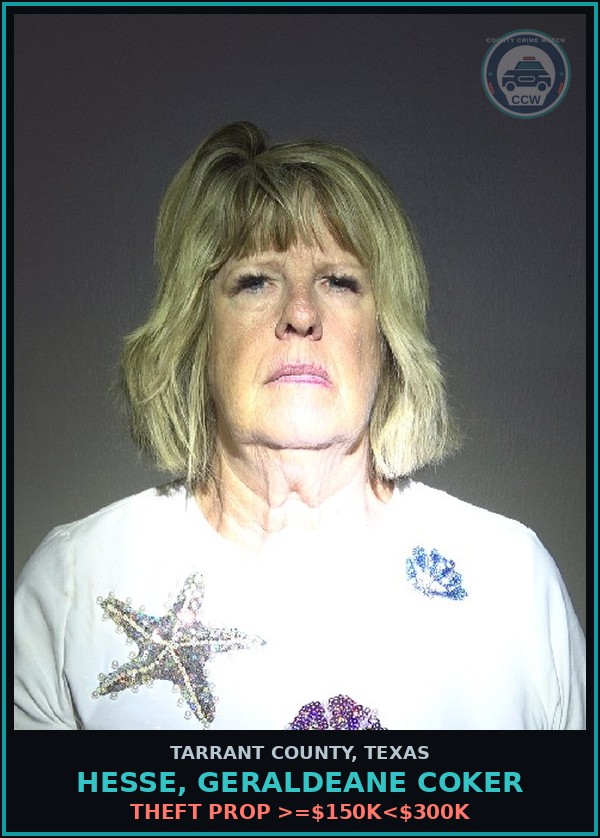 Booking mugshot of Hesse, Geraldeane Coker in Tarrant County