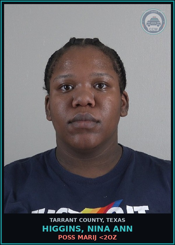 Booking mugshot of Higgins, Nina Ann in Tarrant County