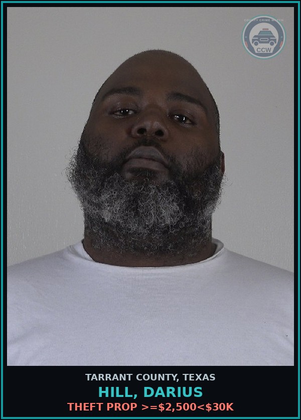 Booking mugshot of Hill, Darius in Tarrant County