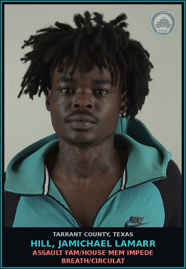 Booking mugshot of Hill, Jamichael Lamarr in Tarrant County
