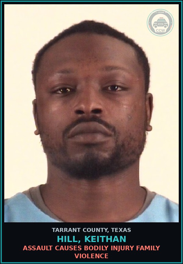 Booking mugshot of Hill, Keithan in Tarrant County