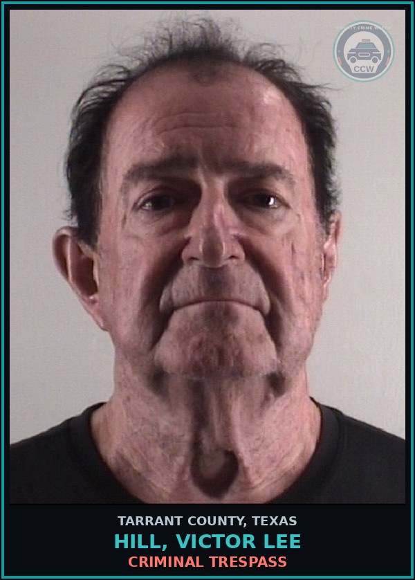 Booking mugshot of Hill, Victor Lee in Tarrant County