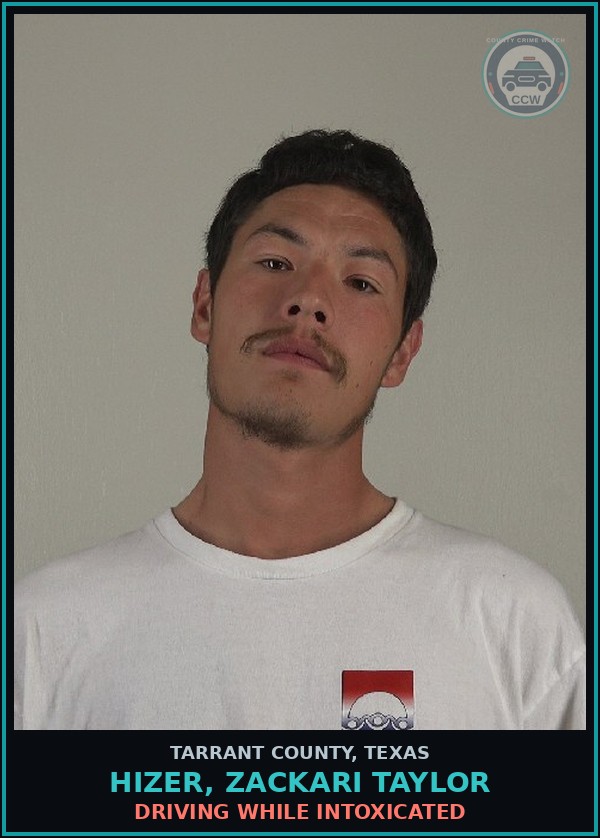 Booking mugshot of Hizer, Zackari Taylor in Tarrant County