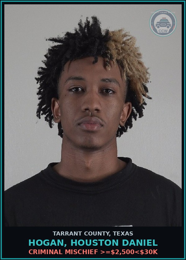 Booking mugshot of Hogan, Houston Daniel in Tarrant County