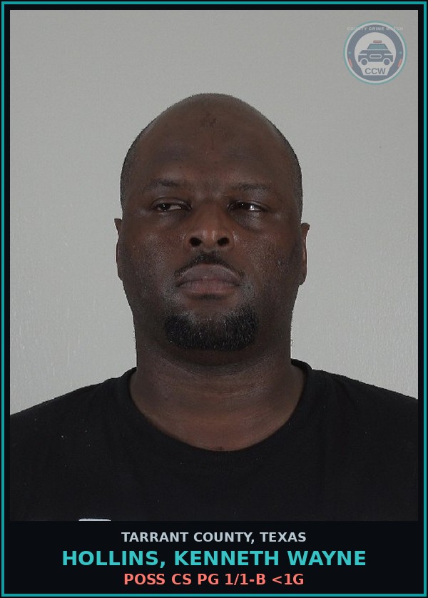 Booking mugshot of Hollins, Kenneth Wayne in Tarrant County