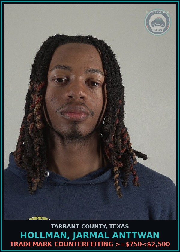 Booking mugshot of Hollman, Jarmal Anttwan in Tarrant County