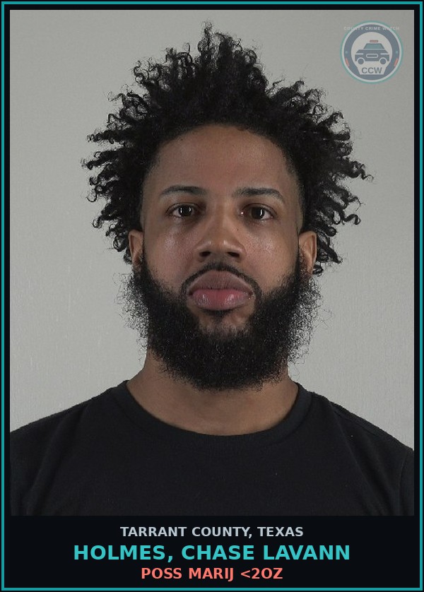 Booking mugshot of Holmes, Chase Lavann in Tarrant County
