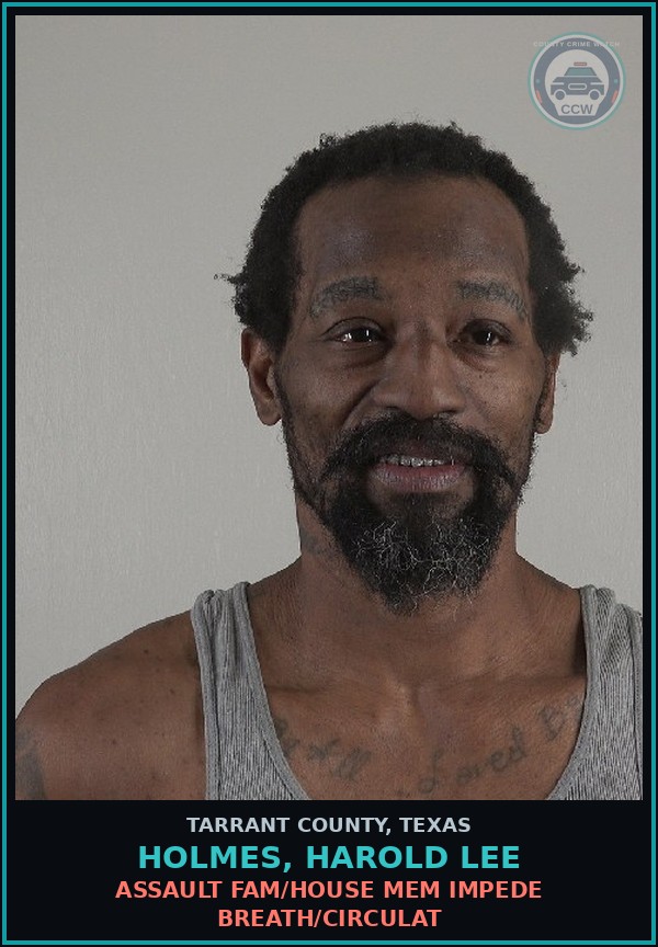 Booking mugshot of Holmes, Harold Lee in Tarrant County