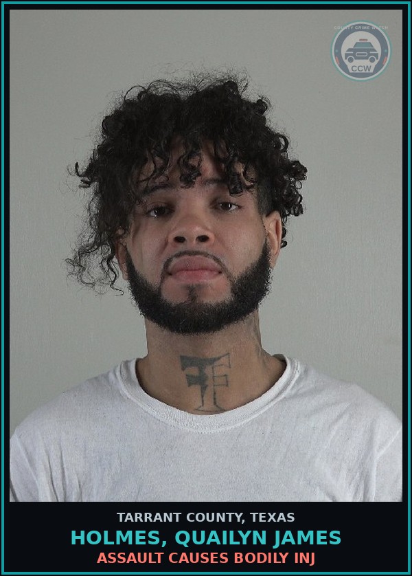 Booking mugshot of Holmes, Quailyn James in Tarrant County