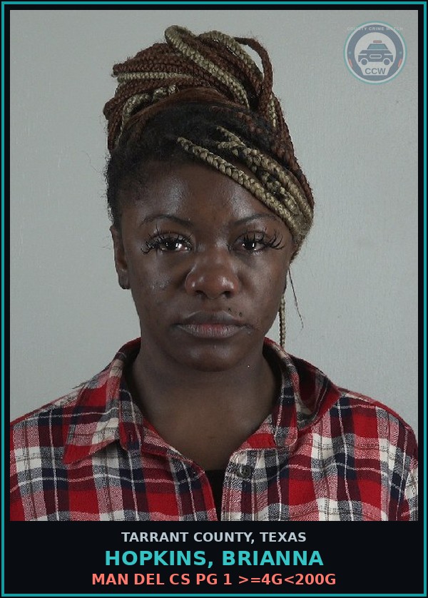 Booking mugshot of Hopkins, Brianna in Tarrant County