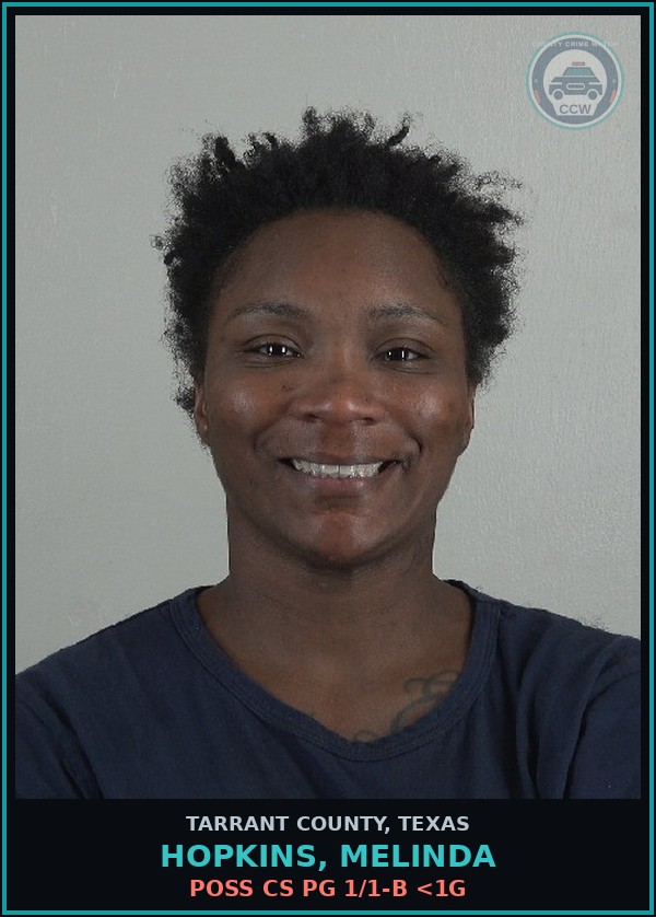 Booking mugshot of Hopkins, Melinda in Tarrant County