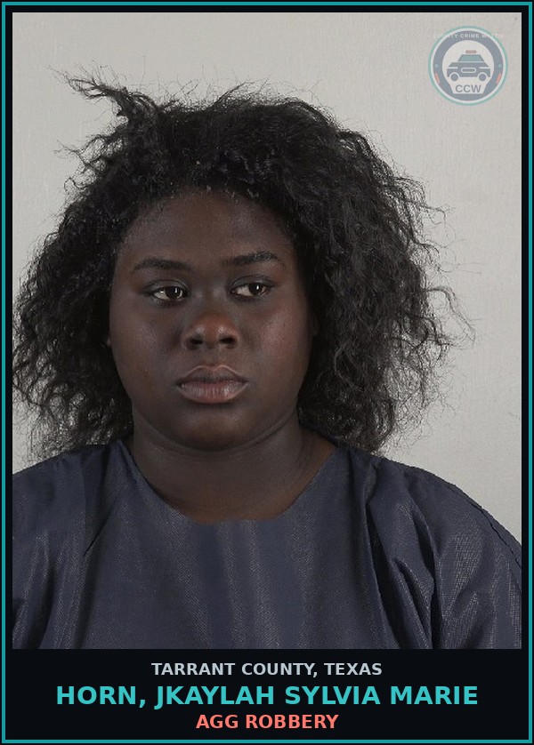 Booking mugshot of Horn, Jkaylah Sylvia Marie in Tarrant County