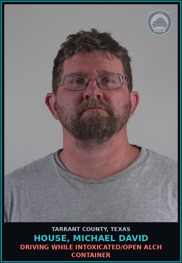 Booking mugshot of House, Michael David in Tarrant County