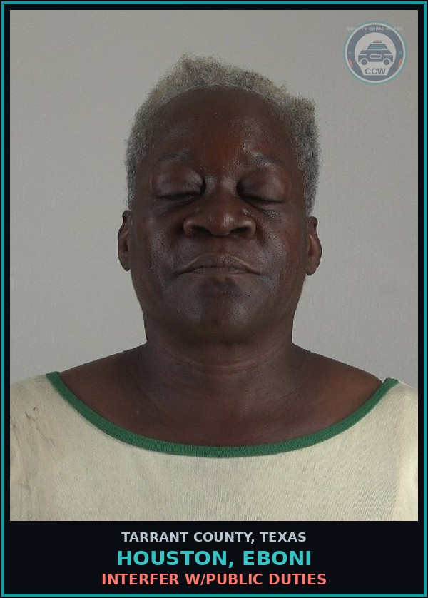 Booking mugshot of Houston, Eboni in Tarrant County