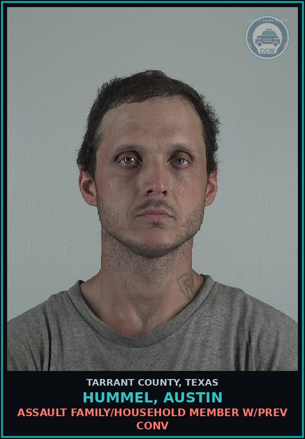 Booking mugshot of Hummel, Austin in Tarrant County
